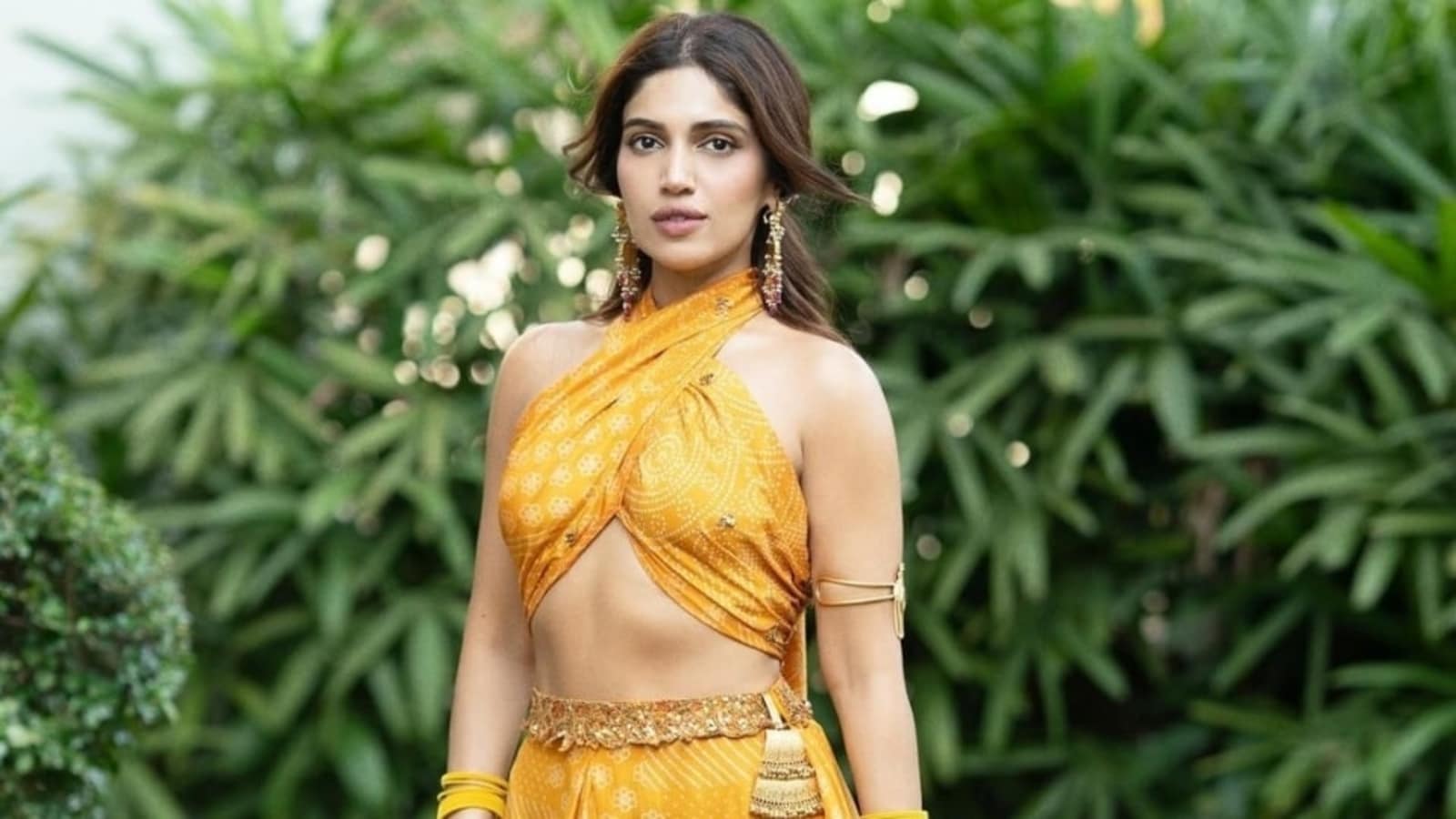 Bhumi Pednekar's yellow Bandhani skirt and crop blouse is the must-have Haldi outfit you need this shaadi season