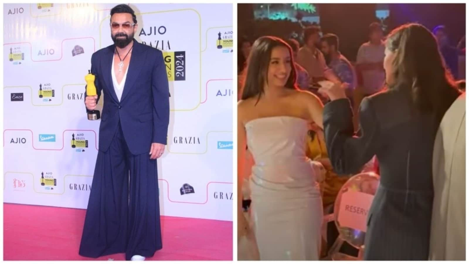 Bobby Deol slays in quirky look, Ananya Pandey hugs Shraddha Kapoor at Grazia fashion awards. See pics, winners list