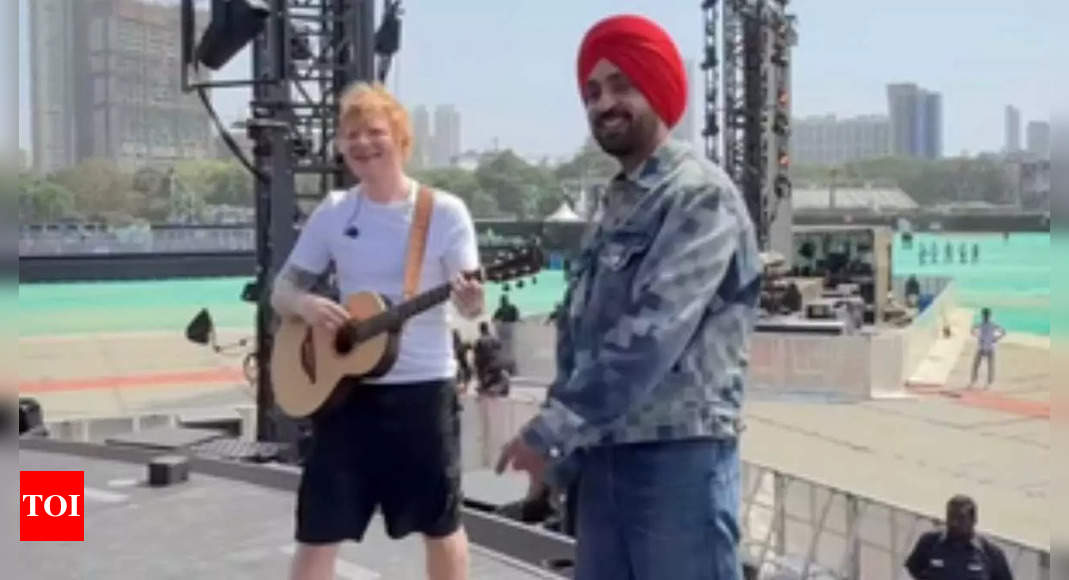 Diljit Dosanjh and Ed Sheeran performs to Lover, Shape of You on stage during Mumbai concert | Hindi Movie News – Times of India