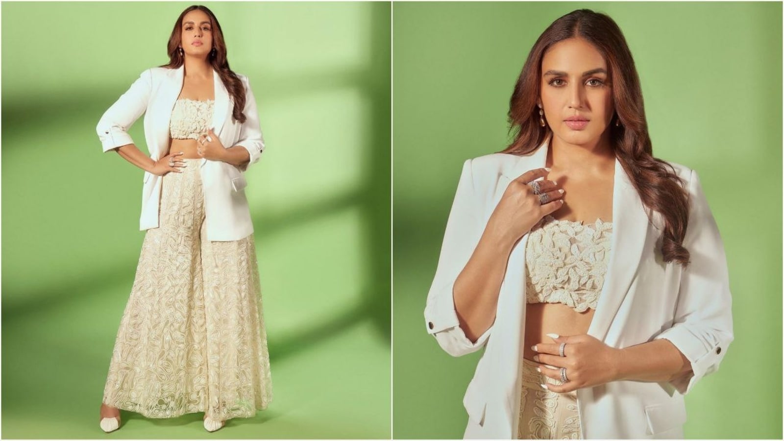 Huma Qureshi redefines ethnic fashion with power dressing as she pairs chic blazer with stunning co-ord set. Check pics