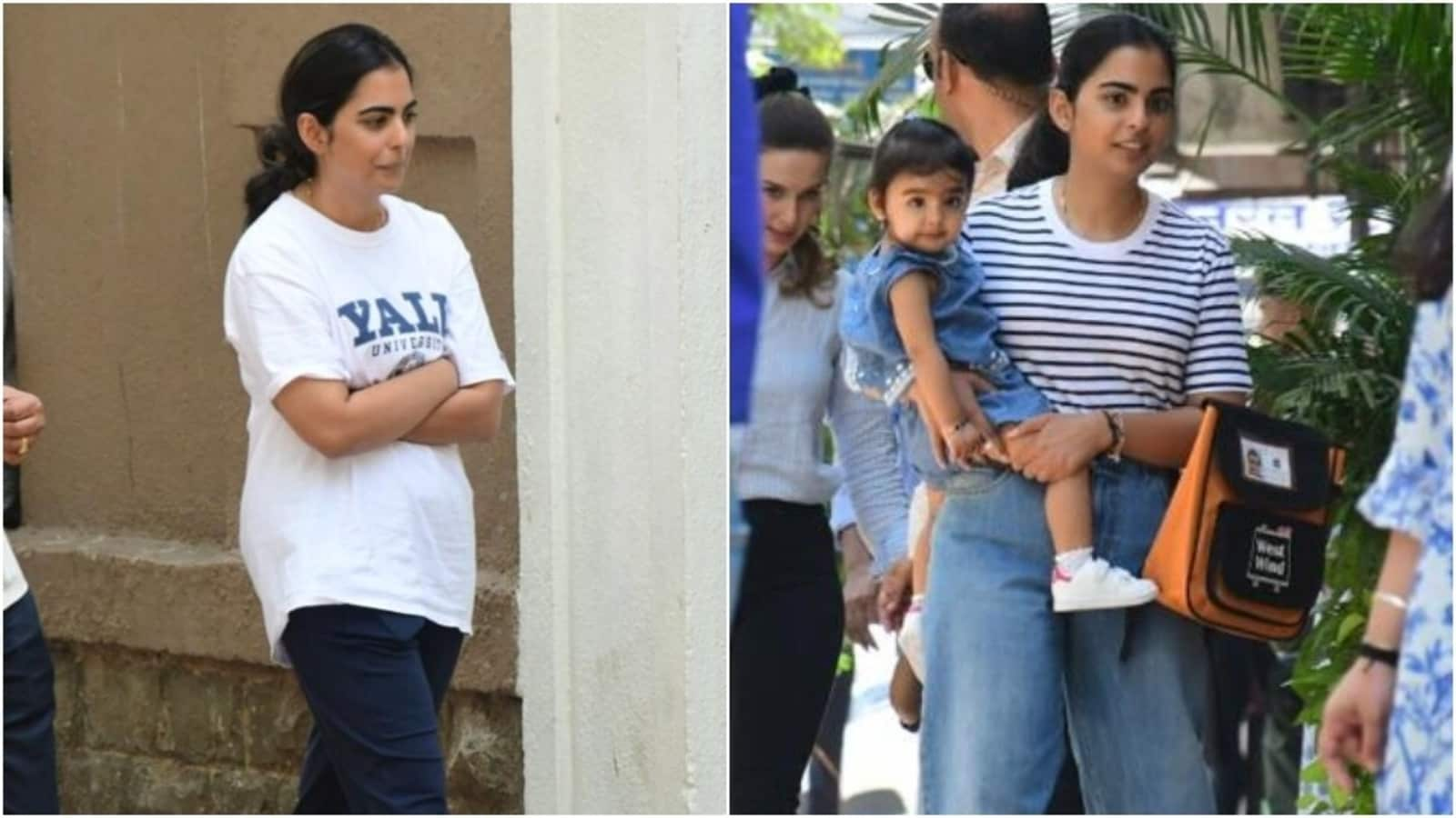 Isha Ambani in casual-chic outfits, no-makeup look proves less is more as she picks up her kids at preschool: Watch