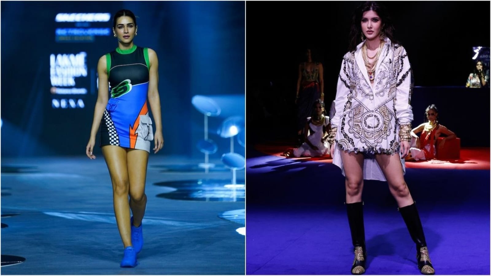 Lakme Fashion Week Day 3: Kriti Sanon and Shanaya Kapoor stun as showstoppers, flaunting vibrant collections. Watch