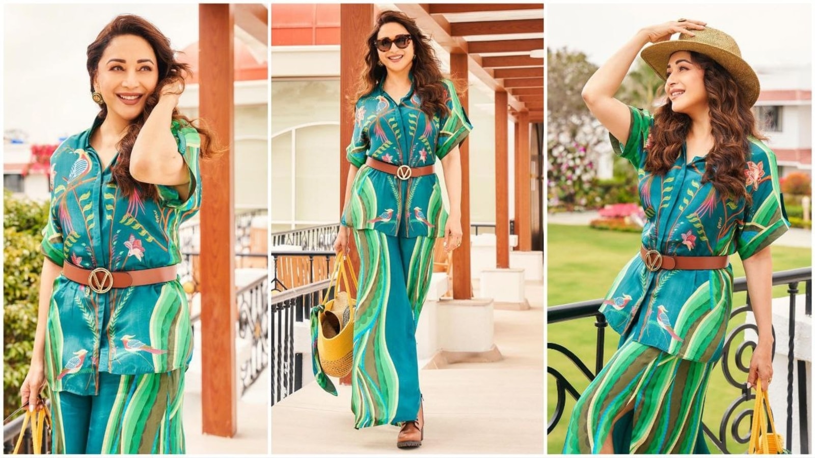 Madhuri Dixit nails jungle-themed look in stylish green printed ensemble. It costs ₹22k