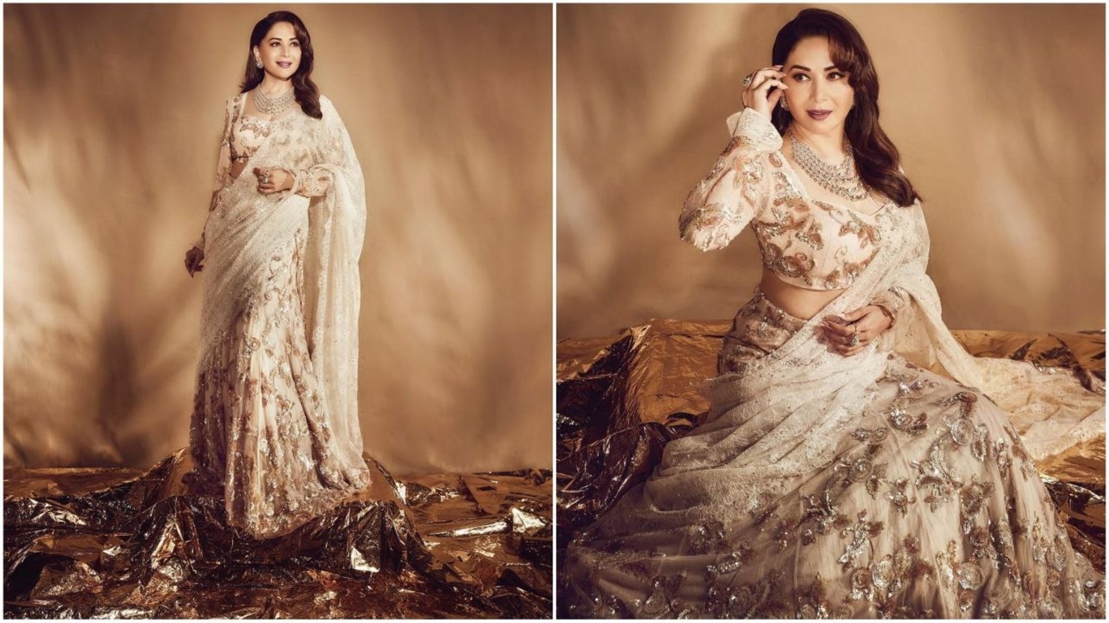 Madhuri Dixit’s ethereal lehenga ensemble sets the bar high for timeless glamour and traditional elegance. Check pics