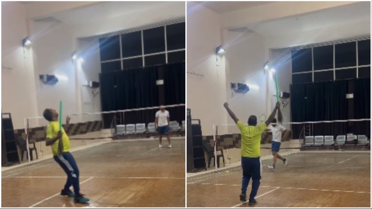 Man plays badminton with broom in viral video. Internet calls him a 'legend'