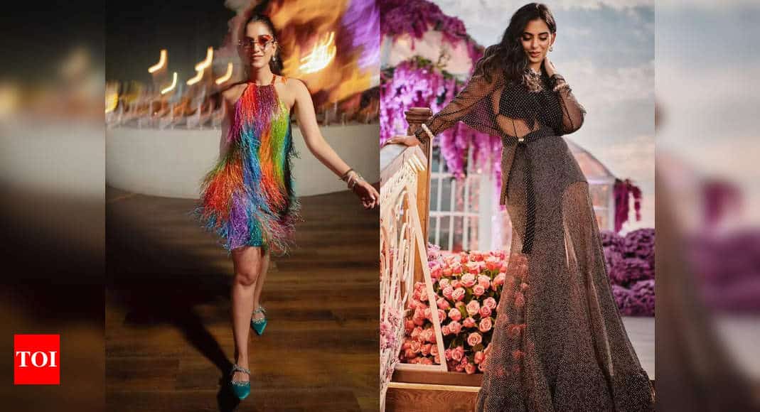 Radhika Merchant Dress: Radhika Merchant's beaded dress or Isha Ambani's custom Louis Vuitton- Which dress looked better? | - Times of India