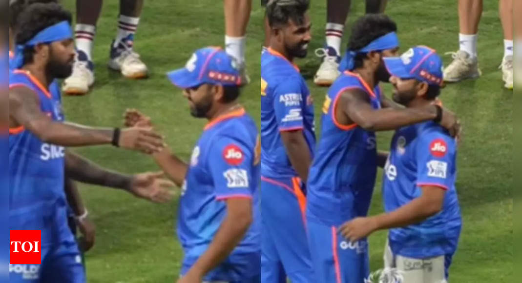 Rohit Sharma, Hardik Pandya hug each other, chat at MI camp | Cricket News – Times of India