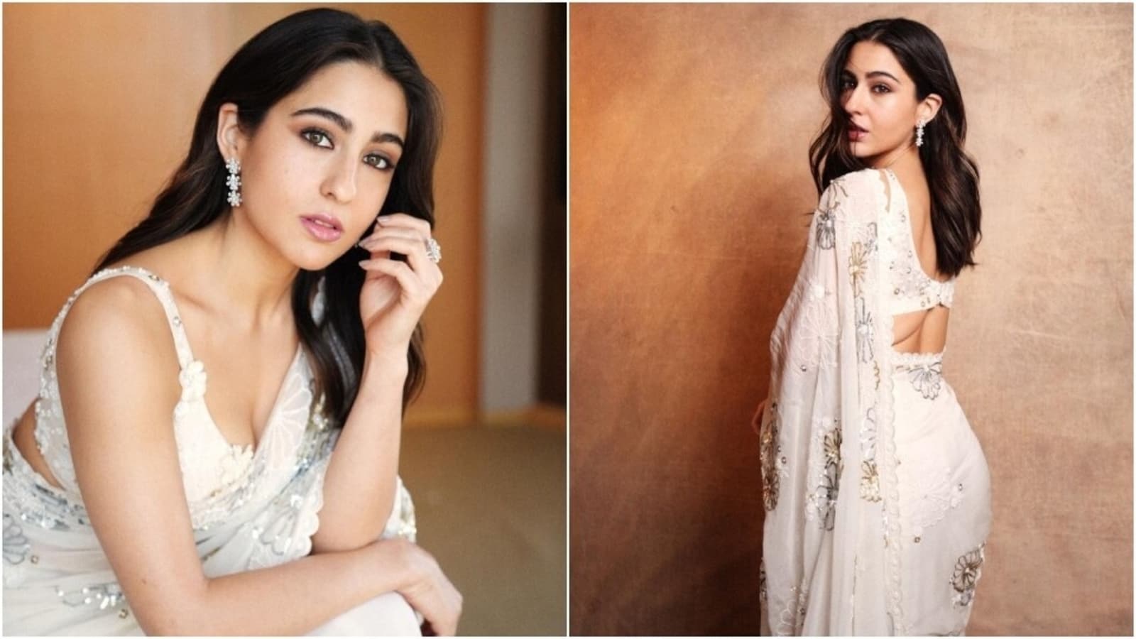 Sara Ali Khan’s ivory sequin, pearl saree and floral blouse will glam-up your Holi celebrations. Check out its price