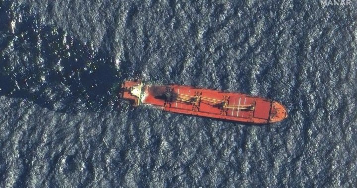Ship hit by Yemen’s Houthi rebels sinks in Red Sea, first to be lost in conflict - National | Globalnews.ca