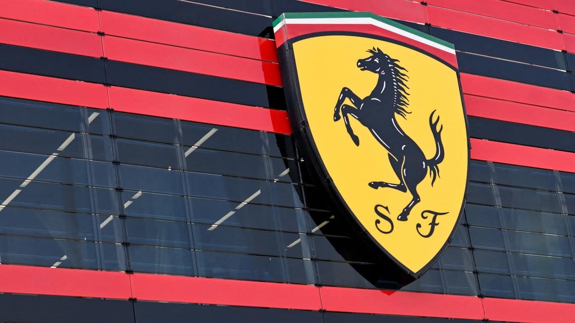 FILE PHOTO: The logo of Ferrari is seen at its headquarters in Maranello, Italy,