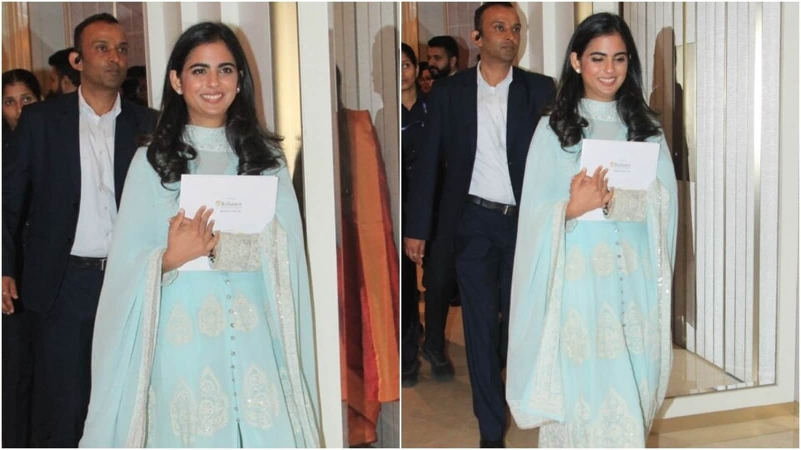 Isha Ambani attends an event in dreamy blue anarkali perfect for intimate at-home celebrations: Watch