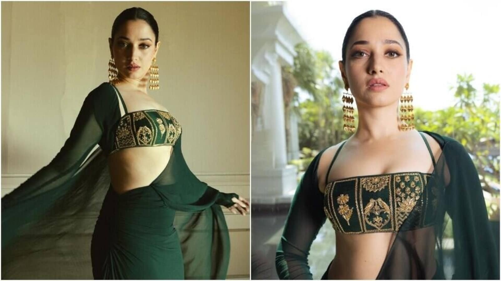 Loved Tamannaah Bhatia's green georgette saree and stylish bustier blouse? Here's what it costs