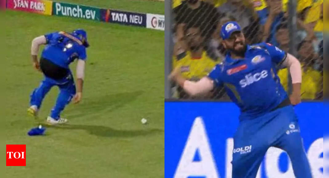 Oops! Rohit Sharma’s trousers slip during fielding, video goes viral. Watch | Cricket News – Times of India