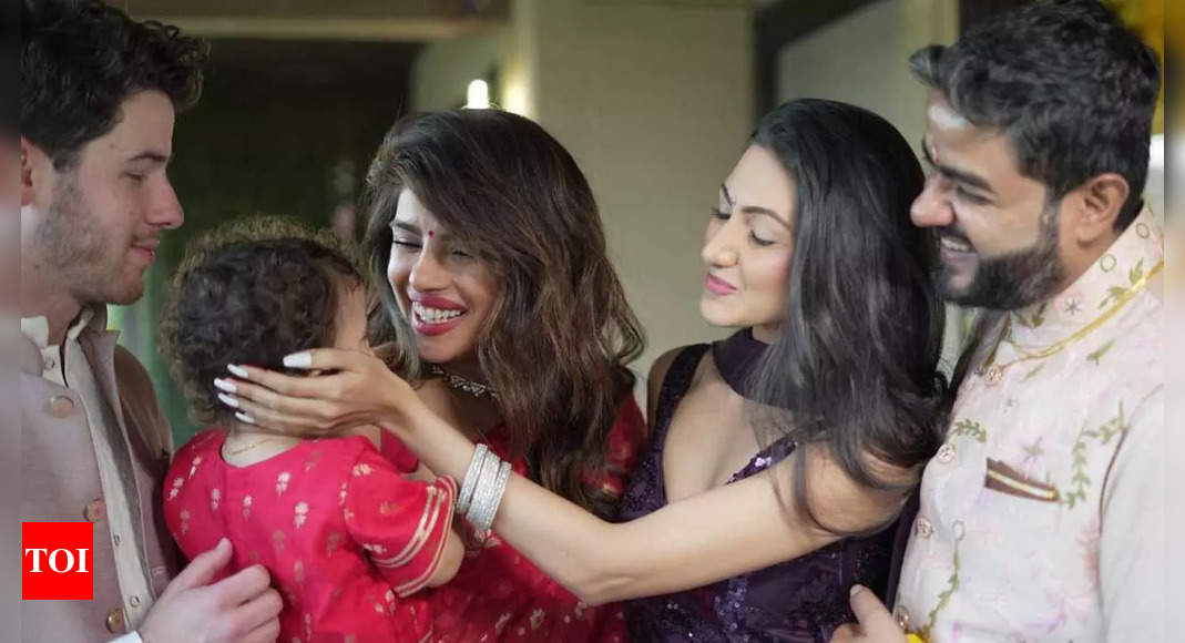 Priyanka Chopra beams with happiness as her brother Siddharth Chopra's fiance Neelam Upadhyaya shows love to Malti Marie at engagement ceremony | Hindi Movie News - Times of India