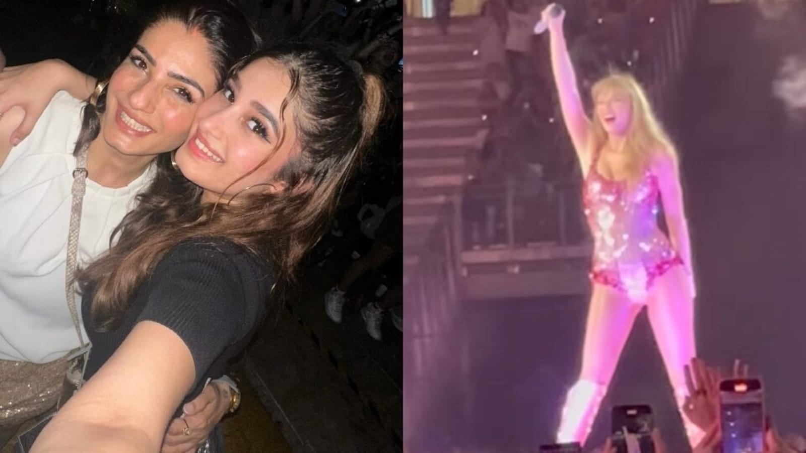 Raveena Tandon shares a glimpse of her and Rasha Thadani having a ball at Taylor Swift concert. See post