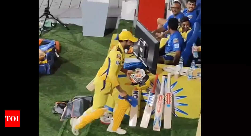 Ravindra Jadeja’s playful gesture leaves CSK fans in splits as MS Dhoni walks out to a deafening roar – Watch | Cricket News – Times of India