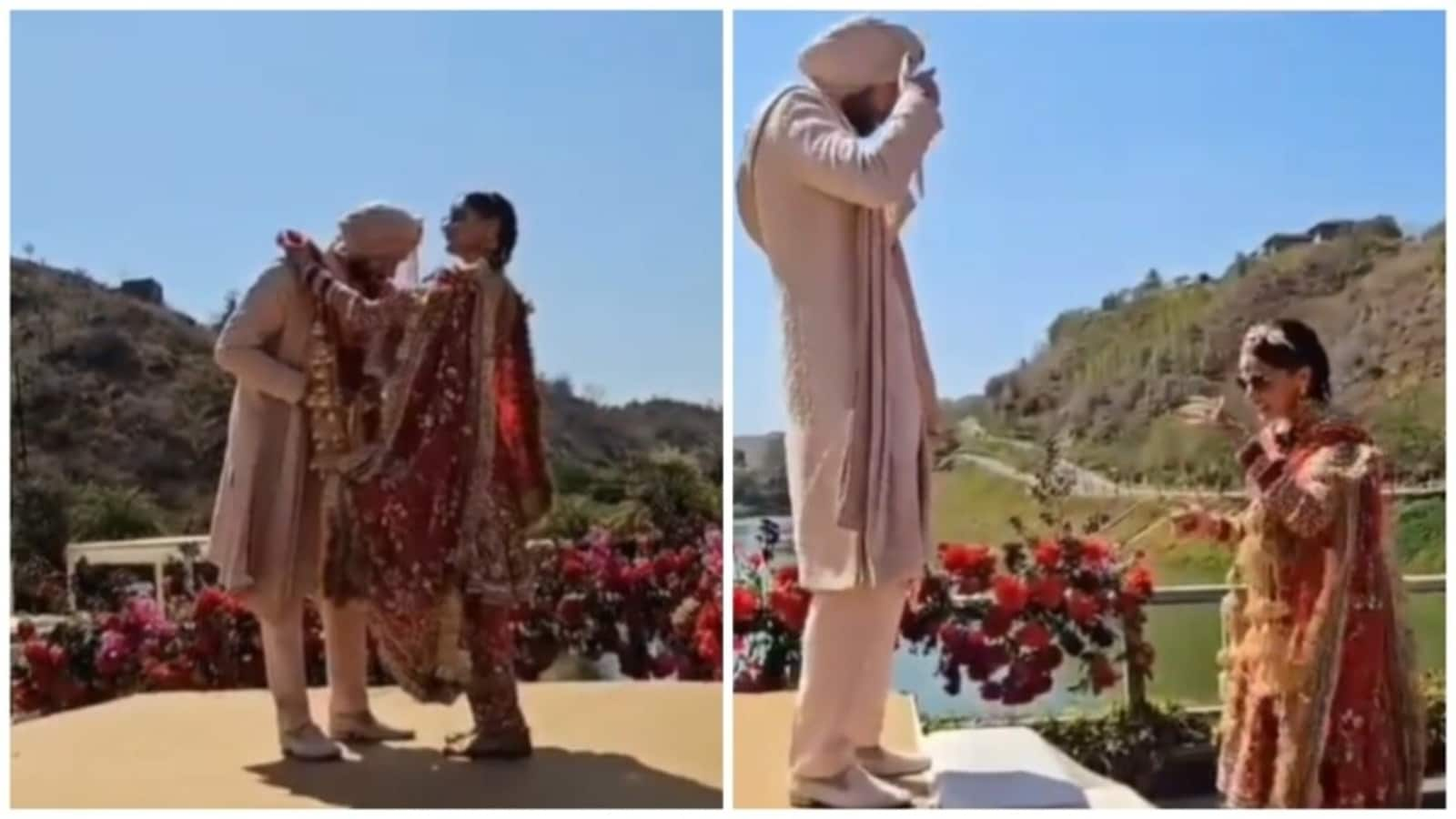 Taapsee Pannu’s wedding video leaked; bride decks up in red suit, kisses desi munda Mathias Boe on stage. Watch