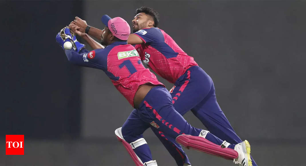 Watch: Lack of communication between Sanju Samson, Avesh Khan results in a near-collision, drop catch | Cricket News – Times of India